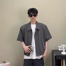 【有货】DC3009-批50cleanfit垫肩短袖男夏季黑色短款飞行员夹克，男装夹克，星座603-2