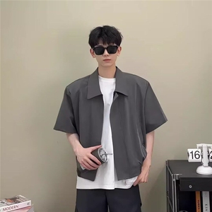 【有货】DC3009-批50cleanfit垫肩短袖男夏季黑色短款飞行员夹克图片
