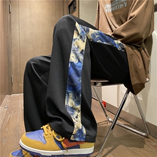 初秋菠萝格面料潮小熊印花拼接宽松休闲裤B315-K23395-p45控58，男装休闲裤，电商B315