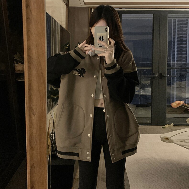 C848-P100街头棒球服秋季新款夹克拼接上衣卫衣外套女学生情侣装,男装夹克,星座911-2(原星座613-2）