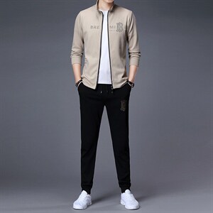 运动套装男春秋季2023新款长袖开衫中年休闲运动服宽松卫衣两件套,男装休闲套装,电商B212（原钱塘6029）