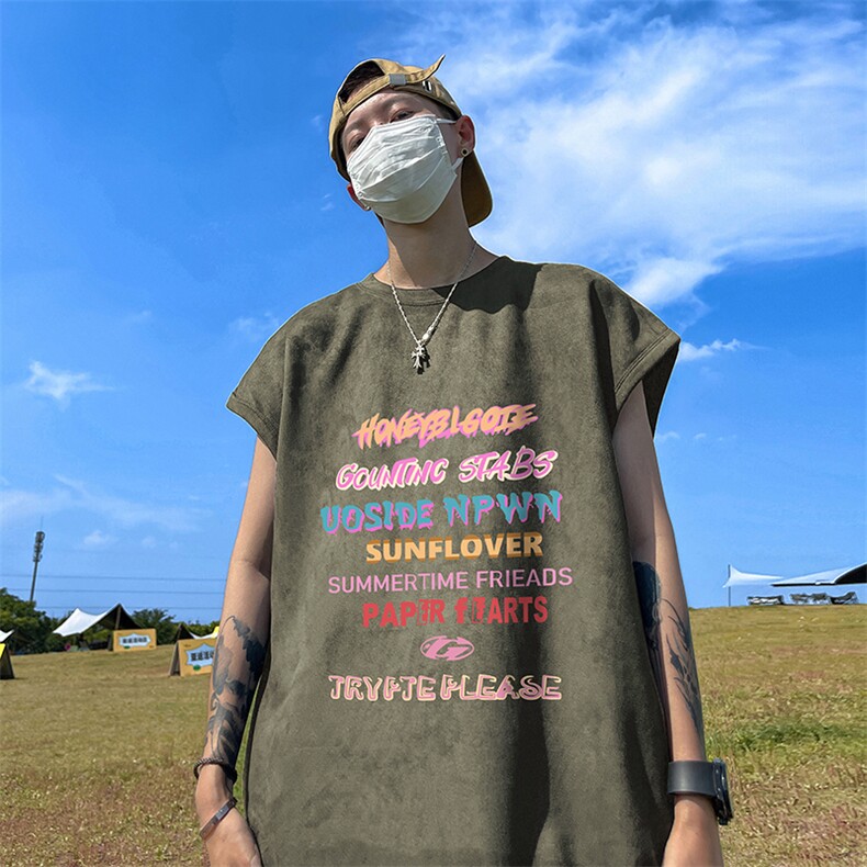 量大优供视频得物直播品230克夏季麂皮绒背心无袖T恤BJ361，男装背心/马甲，电商A486