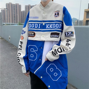 春秋美式机车服外套男休闲宽松百搭情侣可拆卸棒球夹克J5148-p63图片
