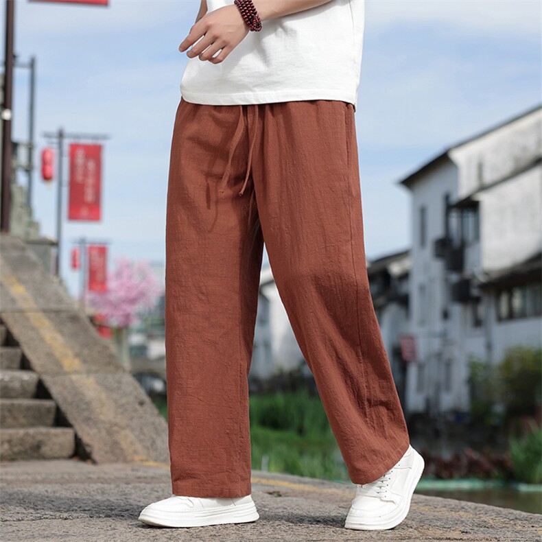 时尚亚麻透气休闲裤男风2025夏季新款休闲百搭直筒裤2412-P55,男装休闲裤,电商A008