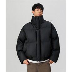 现货5W件冬季三防重磅硬挺boxy短款羽绒立领PU皮棉衣外套加厚棉服，男装棉衣，电商A486-1