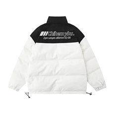 白底新款冬季百立领字母印花加厚PU皮棉服外套MY6406P125控168，男装棉衣，电商A268-1