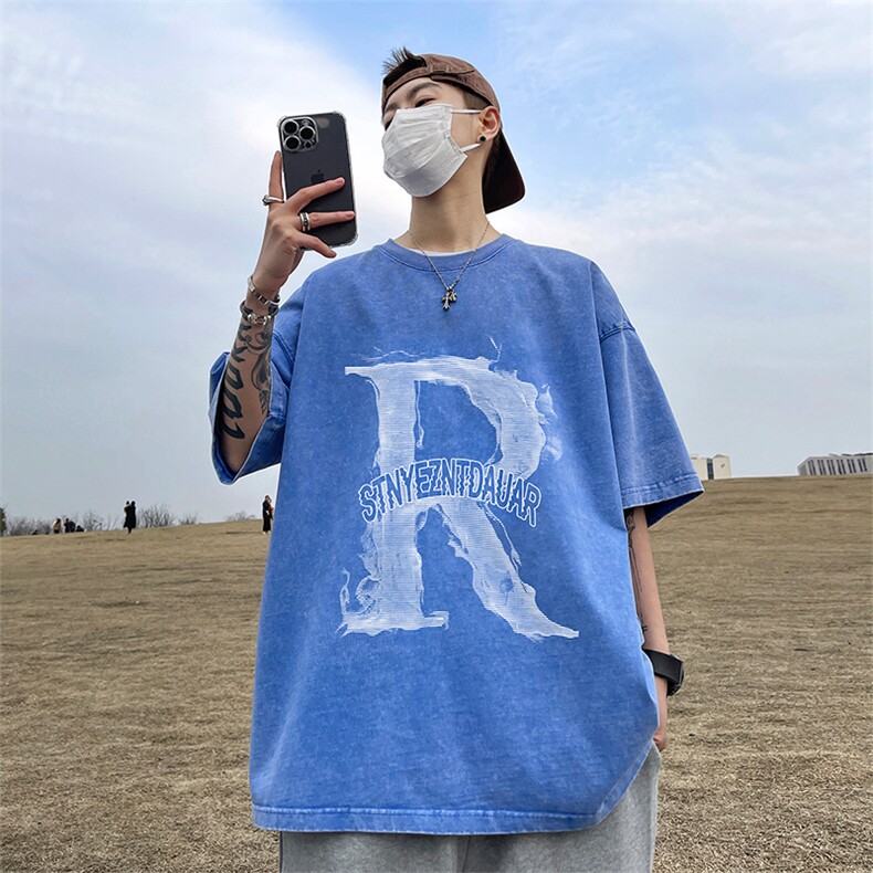 量大优可供抖音视频支持得物品质配合二开美式水洗短袖t恤SX105,男装T恤,电商A486