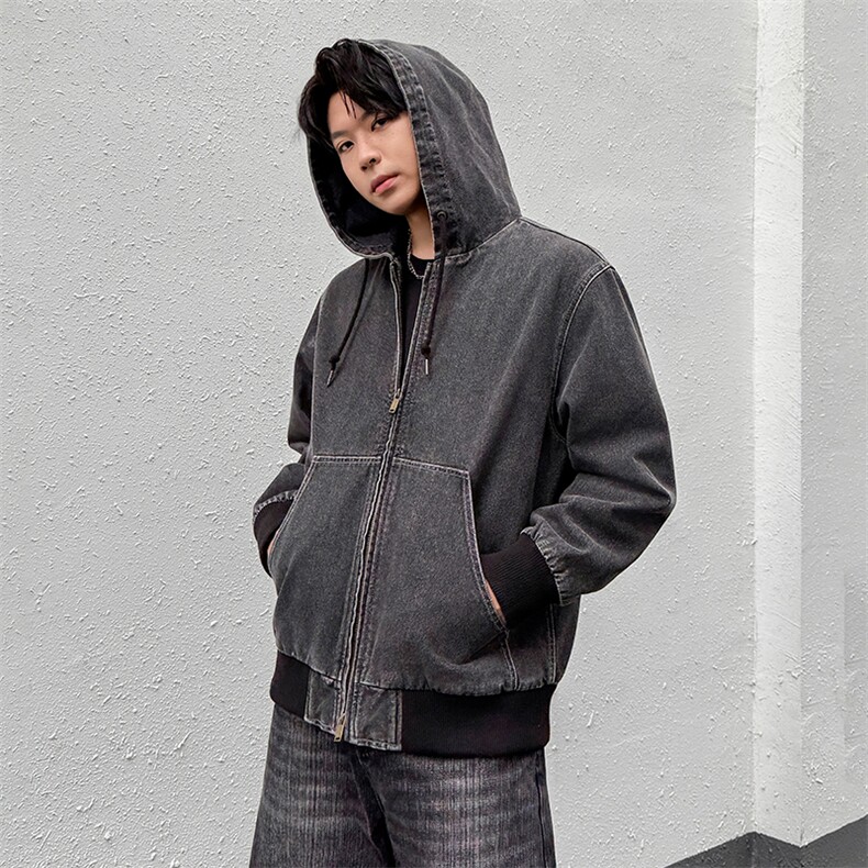 美式高街大口袋连帽牛仔夹克复古工装外套A436-W991-P115168,男装夹克,电商A436