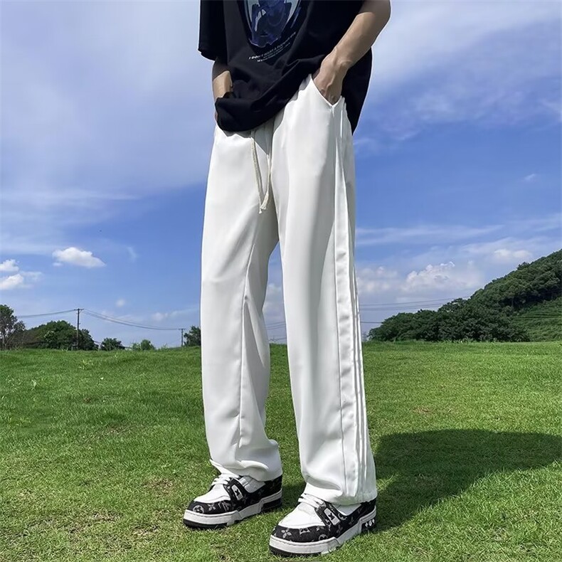 美式条纹裤男夏季潮牌高街垂感直筒拖地裤百搭宽松休闲裤L32-p36,男装休闲裤,星座1008