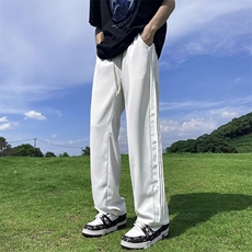 美式条纹裤男夏季潮牌高街垂感直筒拖地裤百搭宽松休闲裤L32-p36，男装休闲裤，星座1008