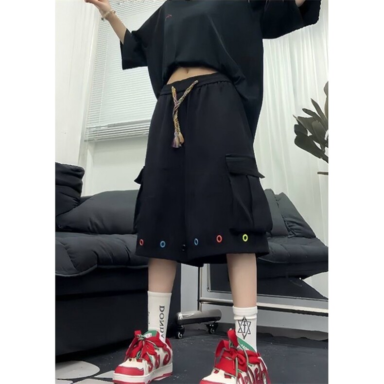 编织抽绳工装短裤男款夏季阔腿七分裤子直筒宽松休闲裤KD06,男装牛仔裤,星座1116A（原606A-3）