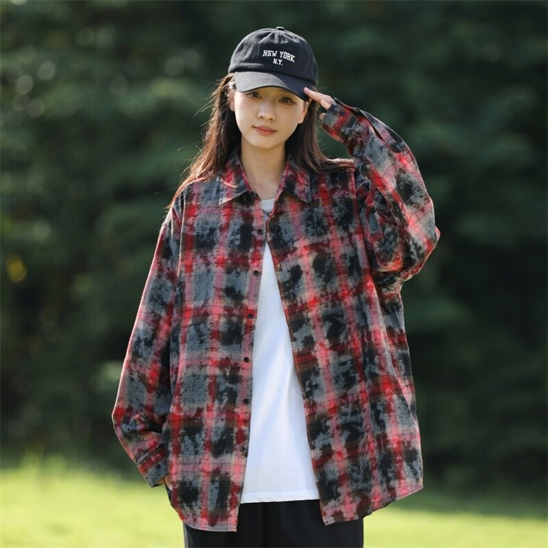 25年春季格子衬衫长袖大码宽松落肩现货DS-C323-1-2369-特批35,男装衬衫,电商C323-1