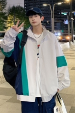 小牛津上衣夹克宽松落肩拼色棒球服外套XZ214-8JK703-P68，男装夹克，星座1204-3