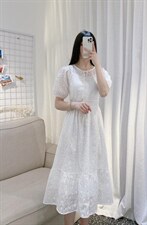 DINOBIENS【现货】夏季新款定制压花纯色连衣裙，女装连衣裙，迪诺比亚