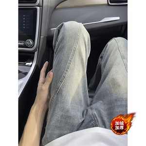 网图有货 美式复古斜切弯刀加绒牛仔裤男女A1251-常规P42 加绒P52图片