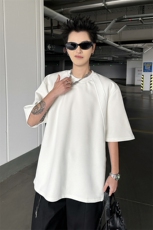 8XL-M美式高街高克重短袖T恤男宽松短款BOXY正肩上衣半袖DX334，男装T恤，电商D206-1