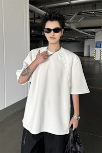 8XL-M 美式高街高克重短袖T恤男宽松短款BOXY正肩上衣半袖DX334图片