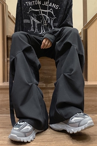 8XL-M 休闲裤男秋冬季加肥加大码西裤高街显瘦拖地裤9026p68控88图片