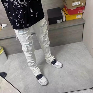 白色牛仔裤男款破洞夏季薄款2025新款休闲裤子男春秋修身小脚弹力图片