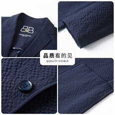 2025年新款春夏季弹力泡泡纱休闲西服男士轻薄休闲小西装单西外套，男装西服，钱塘723