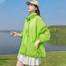 连帽防晒衣女2025夏季新款连帽宽松轻薄透气时尚漂亮防晒服短外套，女装短外套，蝶眷