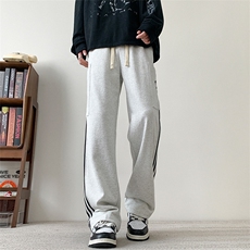 C5392-TP65控价88春季美式条纹字母刺绣卫裤撞色宽松直筒休闲裤，男装休闲裤，电商A102-1