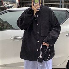 秋港风日系复古灯芯绒衬衫外套韩版情侣中性宽松慵懒风潮 C45/P45图片