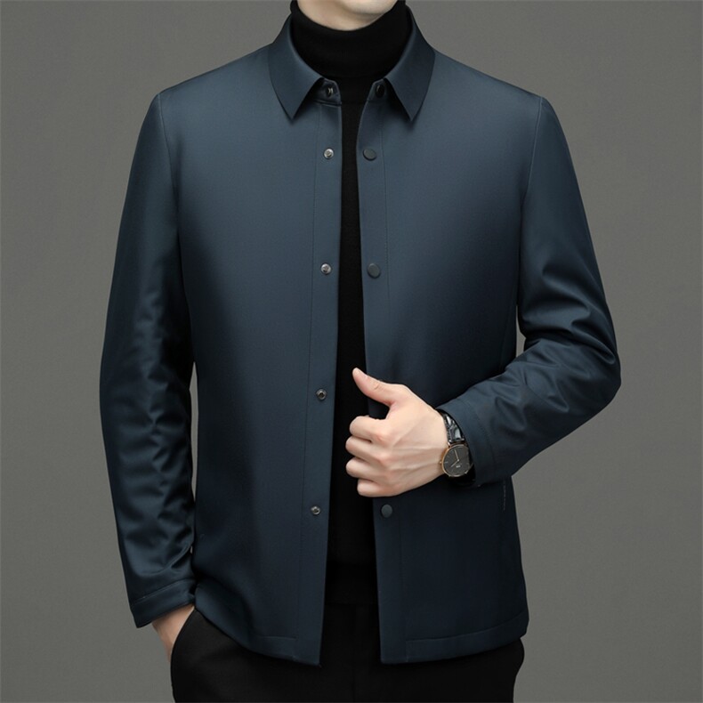 新款商务休闲翻领羽绒服冬季中年男士宽松免烫爸爸装加厚保暖外套,男装羽绒服,电商B212（原钱塘6029）
