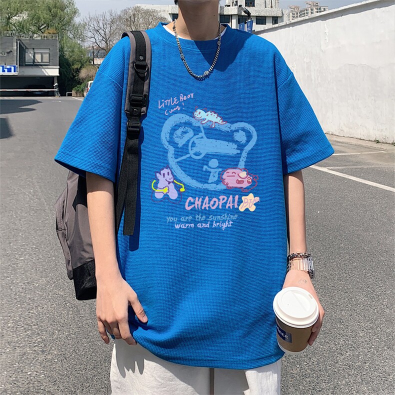 ！点击率6%！2022夏季男士潮牌华夫格短袖T恤半袖TXH219P25,男装T恤,电商B220