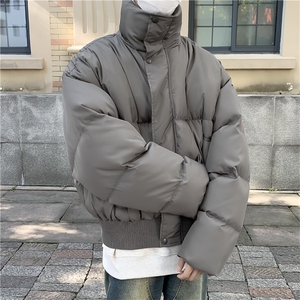 F55-P90 美式潮牌宽松短款面包服外套男士冬季新款加厚立领棉衣图片