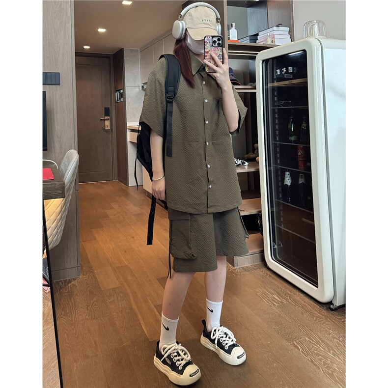 潮牌时尚休闲衬衫套装情侣新款衬衣短裤两件套夏季薄款TZ07/P70,男装牛仔裤,星座206（原A221）