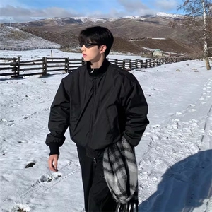 美式短款夹克棉服男冬季cleanfit廓形立领棒球服痞帅加厚保暖外套图片