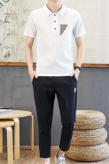 夏季棉麻套装男亚麻短袖t恤休闲半袖汉服中国风男装衣服TZ66-P45，男装T恤，星座509