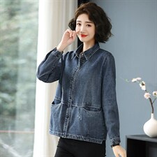 2022秋装简约大方气质优雅休闲修身百搭潮流牛仔短外套，女装短外套，丽影随形
