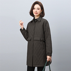 2024秋冬新款高品质长外套女格子纹时尚休闲棉衣，女装棉衣/棉服，悦见她