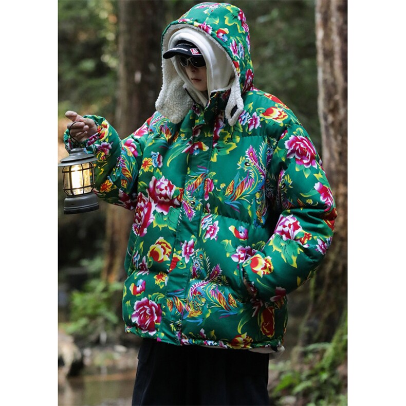 A1情侣装东北大花羊羔毛棉衣保暖防寒风汉服团队服可脱卸帽,男装棉衣,星座115A(原星座507）