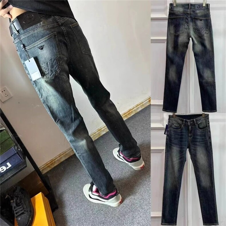 1506-1/KT10451/P50高端重工水洗复古牛仔裤男修身小直筒牌百搭图片