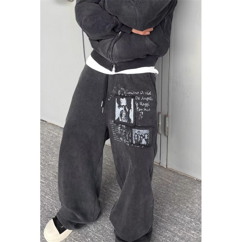 宽松运动卫裤男生胖子休闲裤束脚加绒胖子学生裤秋冬长裤 K131图片