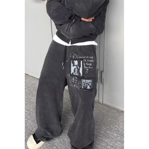 宽松运动卫裤男生胖子休闲裤束脚加绒胖子学生裤秋冬长裤 K131图片