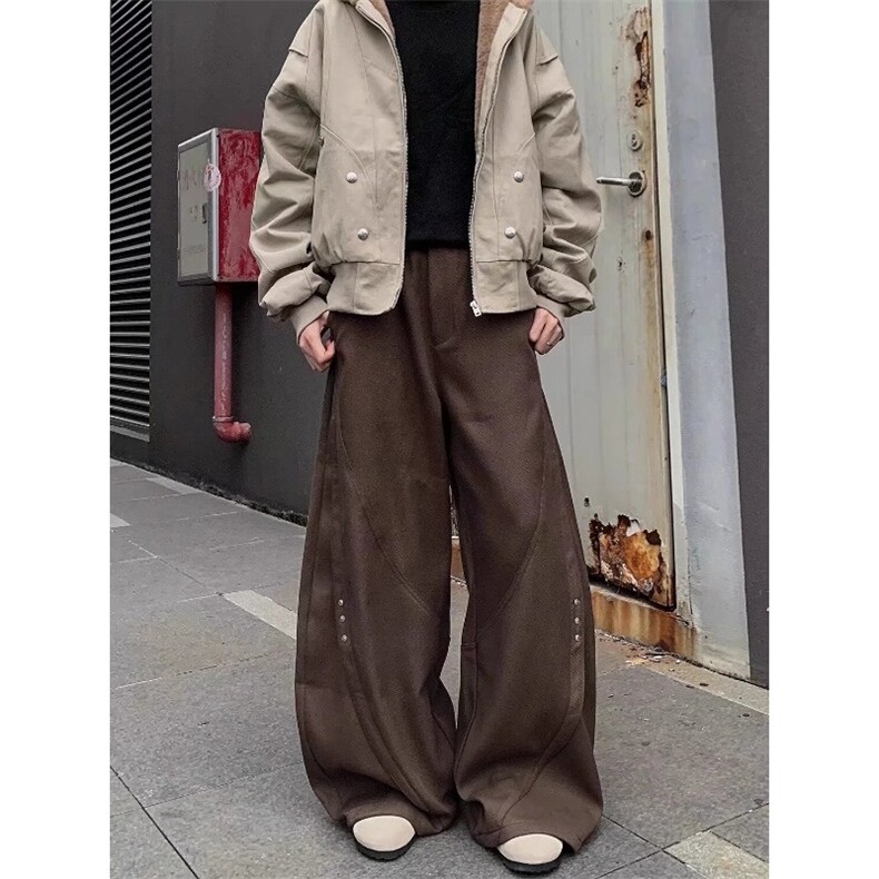 网图-K889-P6825春装重工休闲弯刀裤宽松直筒拖地裤,男装休闲裤,电商B327