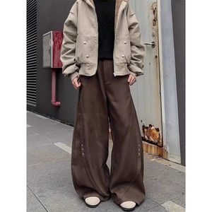 网图-K889-P68 25春装重工休闲弯刀裤宽松直筒拖地裤图片