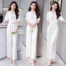 欧洲站女士2025夏季新款时尚气质优雅洋气显瘦百搭减龄休闲套装潮，女装套装/套裙，火爆靓佳人