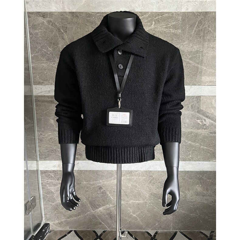 男士高领加厚820克宽松毛衣黑色2506/P75，男装针织衫/毛衣，电商A242