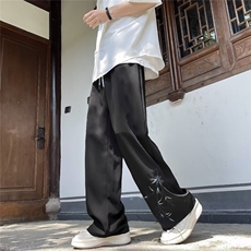 GX331P40新中式风竹子刺绣冰丝裤子男春秋直筒休闲西装长裤夏，男装休闲裤，星座1108-5
