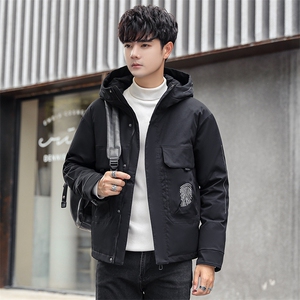 2025冬青年男士羽绒服男短款加厚连帽韩版帅气潮学生外套6563-P90图片
