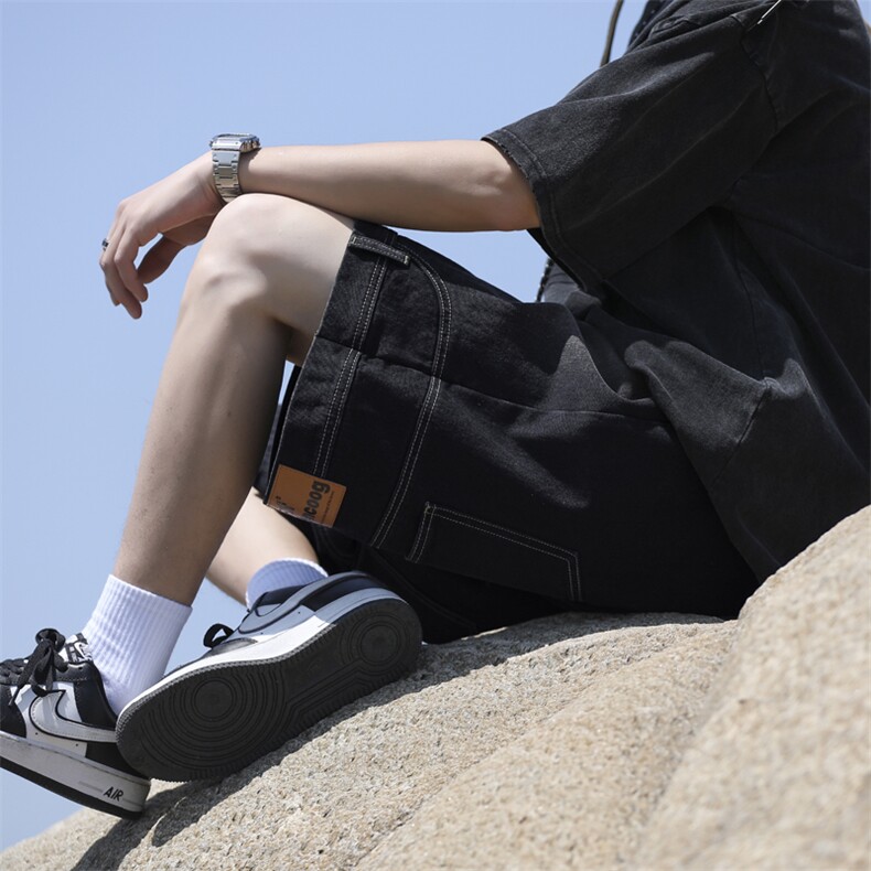 夏季高街潮流百搭休闲牛仔短裤男美式宽松直筒中裤DK836-特批-35,男装牛仔裤,星座718-1