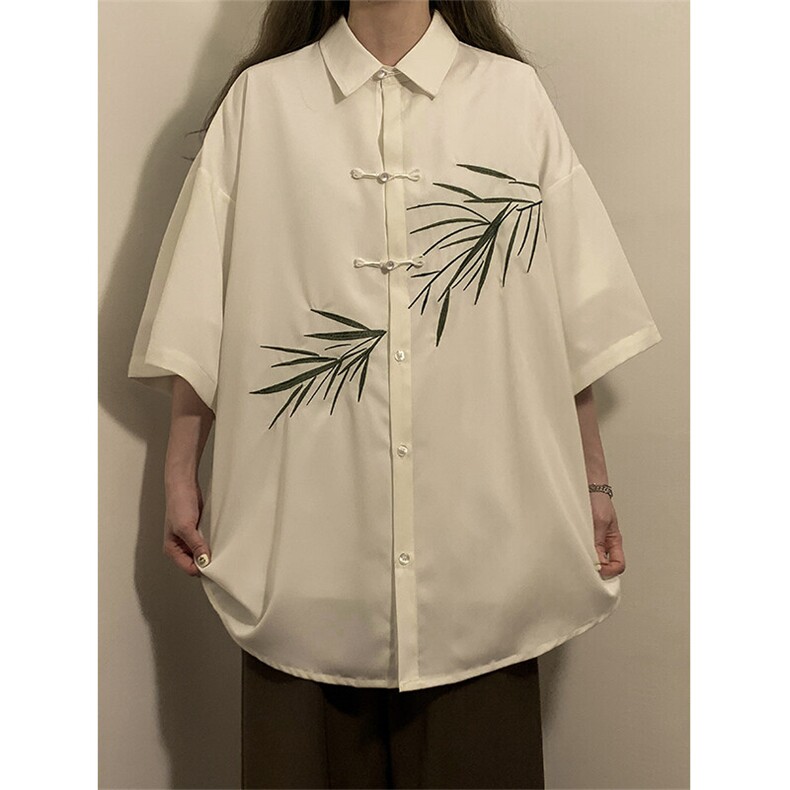 夏季新款新中式风男女同款盘扣短袖衬衣外套XZ102B-1-CS111P40,男装衬衫,星座102B-1
