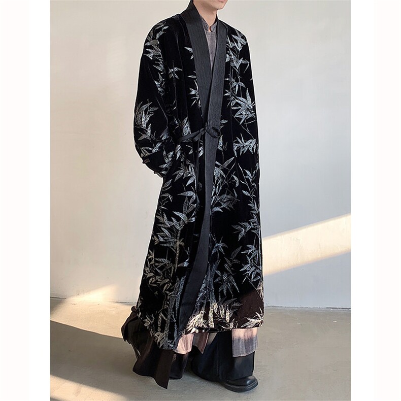 现货！25春季满身刺绣银竹重工新中式道袍文艺范风衣MJ1071-P218，男装风衣，电商B288