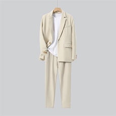 秋季新款男士休闲港风宽松西服套装衣服+裤子整套西装XZ810-P150，男装西服套装，星座505-3