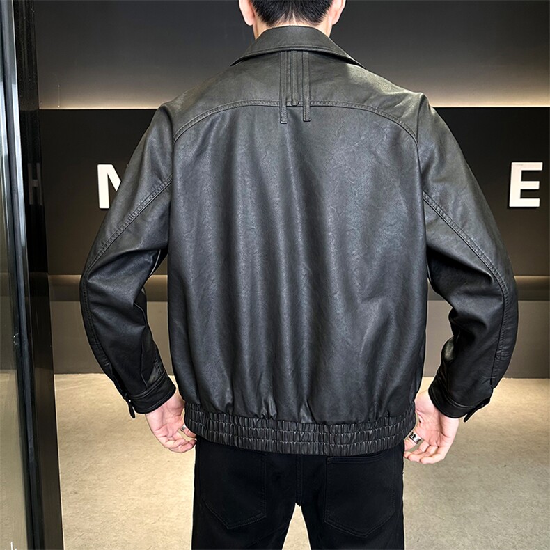 加绒皮衣外套男秋冬季2025新款机车PU皮夹克032-1-P165,男装夹克,电商D327